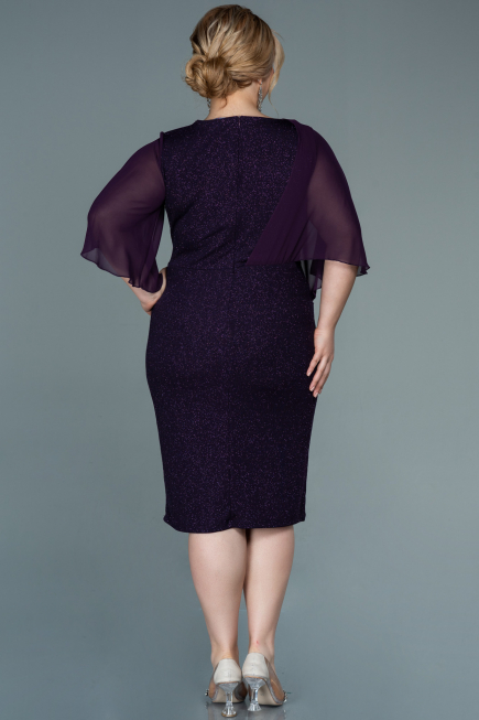 Robe de Soirée Grande Taille Midi Violet ABK1567