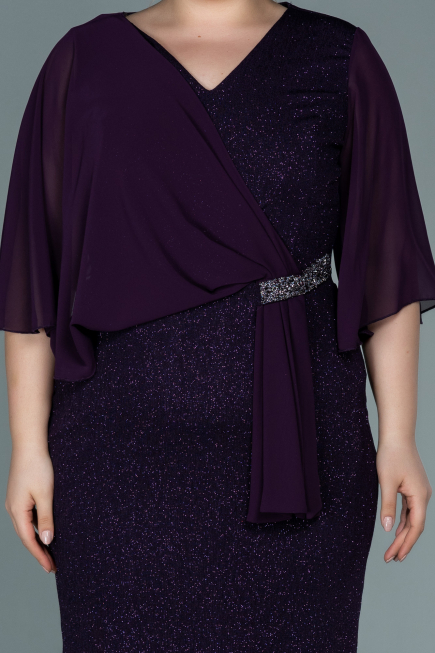 Robe de Soirée Grande Taille Midi Violet ABK1567