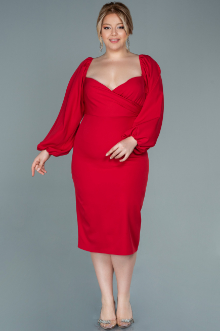 Robe Grande Taille Midi Rouge ABK930