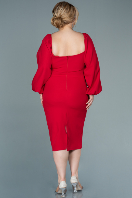 Robe Grande Taille Midi Rouge ABK930