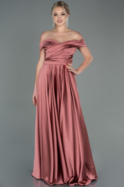 Robe de Soirée Longue Satin Pelure D'oignon ABU2750
