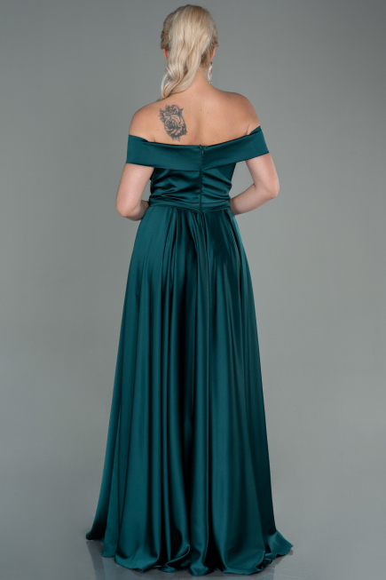 Robe de Soirée Longue Satin Émeraude ABU2750