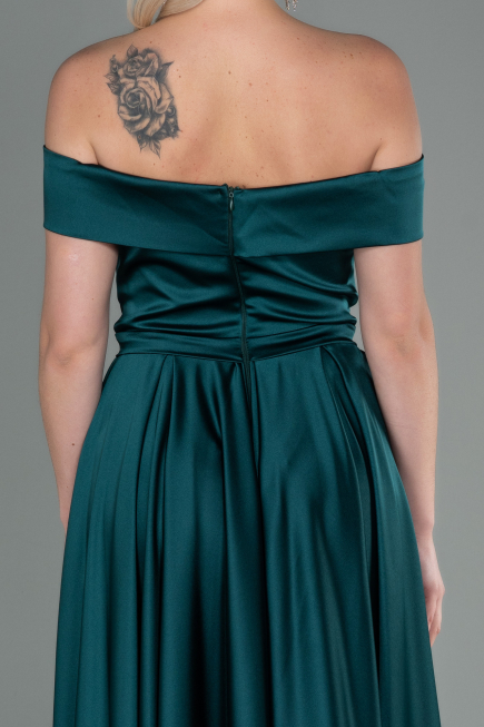 Robe de Soirée Longue Satin Émeraude ABU2750