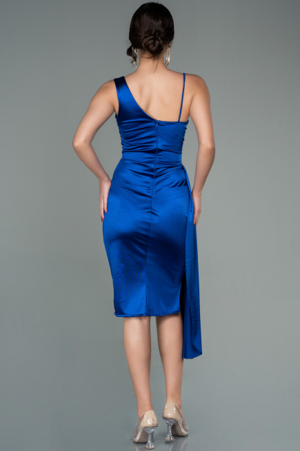 Robe de Cérémonie Courte Satin Bleu Saxe ABK1579