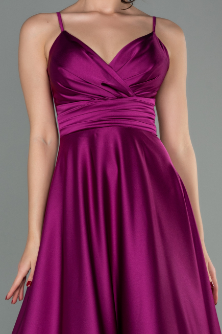Robe De Soirée Satin Longue Prune ABU2375