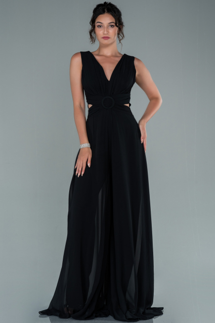 Robe de Cérémonie Mousseline Noir ABT075