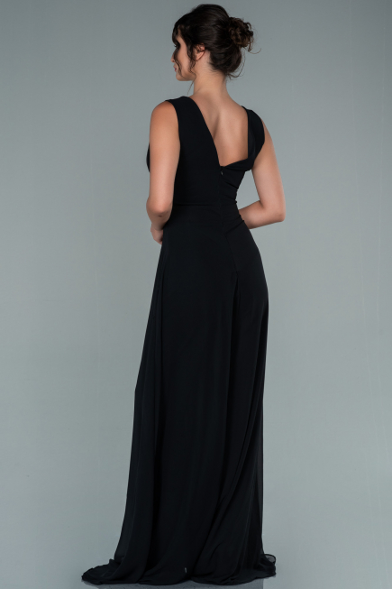Robe de Cérémonie Mousseline Noir ABT075