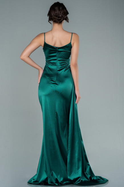 Robe de Soirée Longue Satin Émeraude ABU2592