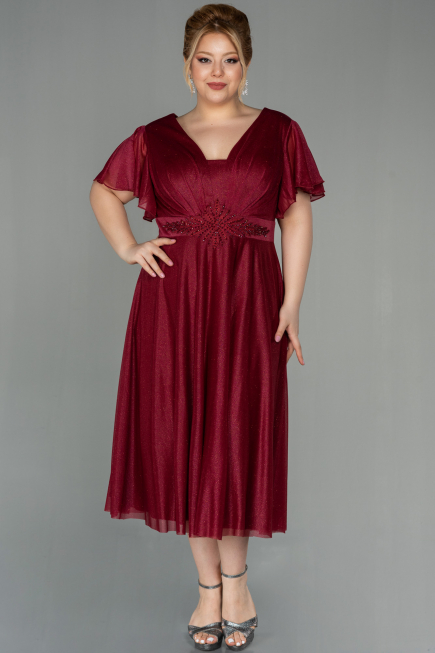 Robe De Soirée Grande Taille Longue Rouge Bordeaux ABU2498
