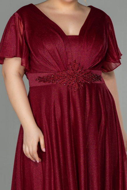 Robe De Soirée Grande Taille Longue Rouge Bordeaux ABU2498