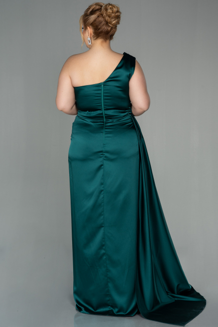 Robe de Soirée Grande Taille Longue Satin Émeraude ABU2531