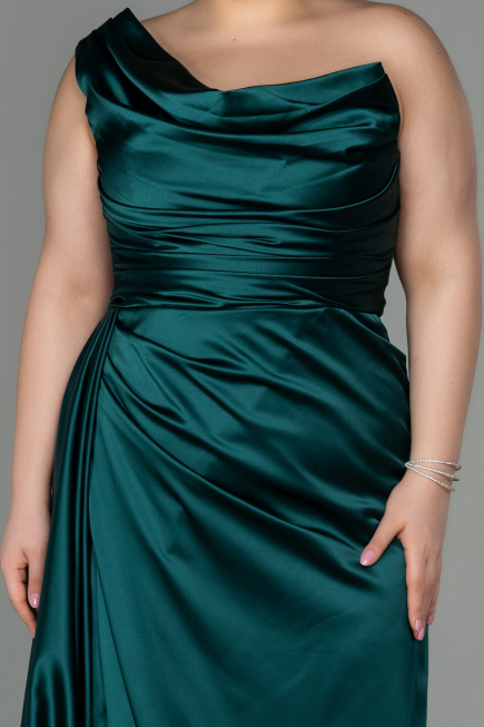 Robe de Soirée Grande Taille Longue Satin Émeraude ABU2531