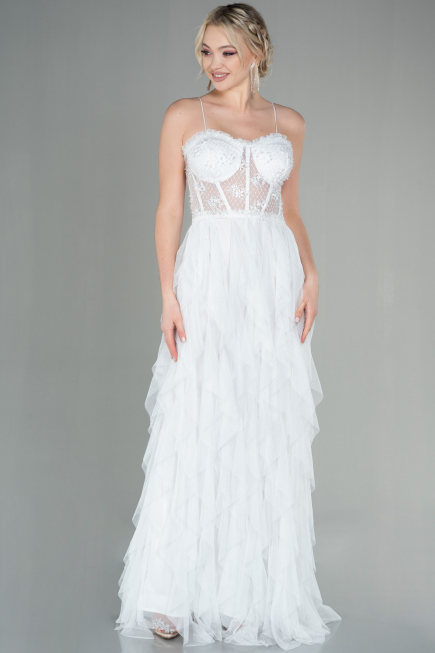 Robe de Soirée Longue Blanc ABU2822