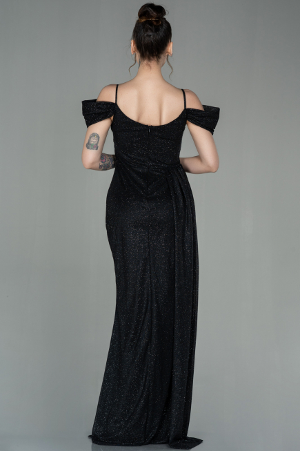 Robe de Soirée Longue Noir-Argent ABU2835