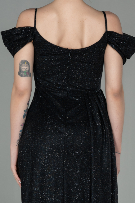 Robe de Soirée Longue Noir-Argent ABU2835