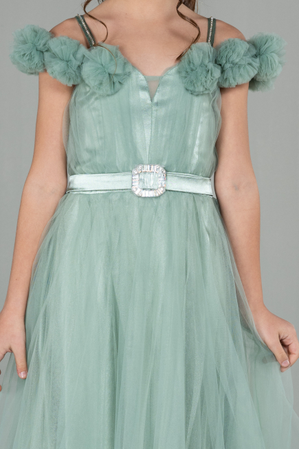 Robe de Soirée Enfants Longue Menthe ABU2452