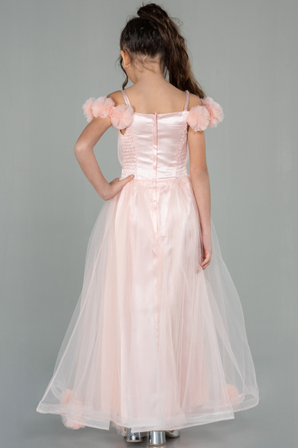 Robe de Soirée Enfants Longue Saumon ABU2452
