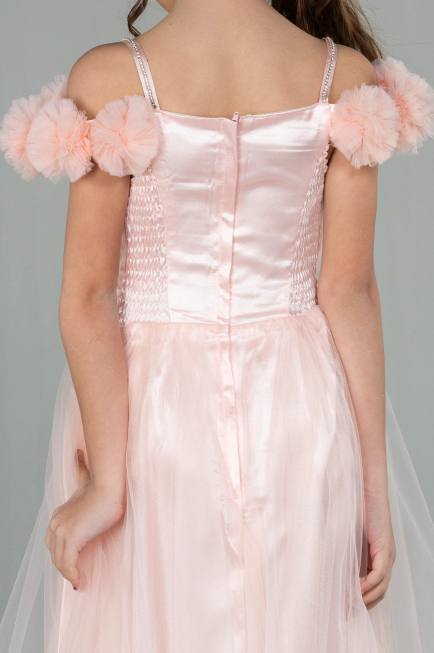 Robe de Soirée Enfants Longue Saumon ABU2452