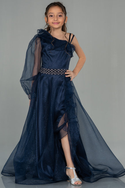 Robe de Soirée Enfants Longue Bleu Marine ABU2453