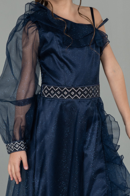 Robe de Soirée Enfants Longue Bleu Marine ABU2453