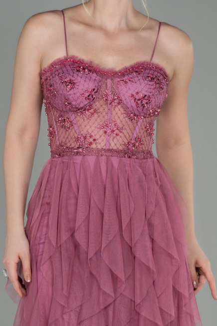 Robe De Soirée Longue Couleur Rose ABU2822