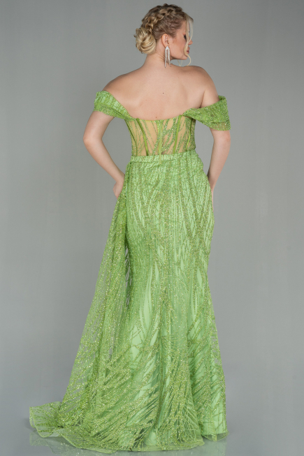 Robe De Soirée Longue Pistache vert ABU2706