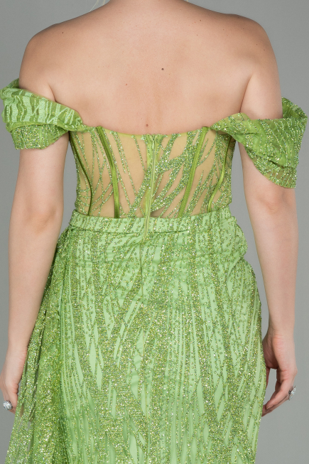 Robe De Soirée Longue Pistache vert ABU2706