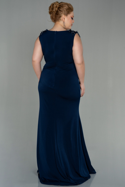 Robe de Soirée Grande Taille Longue Bleu Marine ABU2854