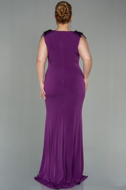 Robe de Soirée Grande Taille Longue Prune ABU2854