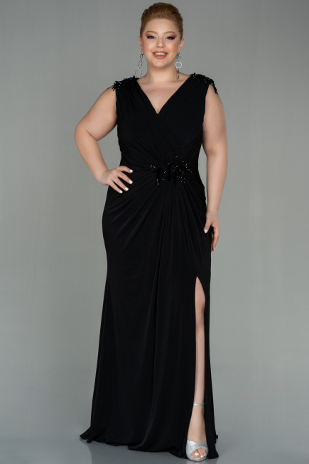 Robe de Soirée Grande Taille Longue Noir ABU2854