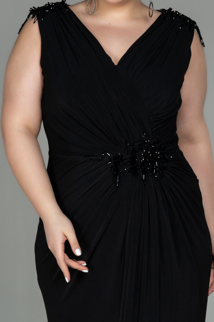 Robe de Soirée Grande Taille Longue Noir ABU2854