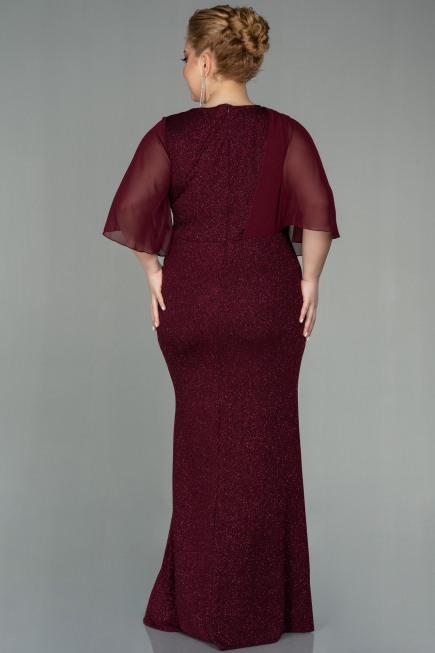 Robe de Soirée Grande Taille Longue Rouge Bordeaux ABU2857