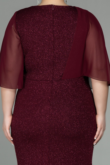 Robe de Soirée Grande Taille Longue Rouge Bordeaux ABU2857