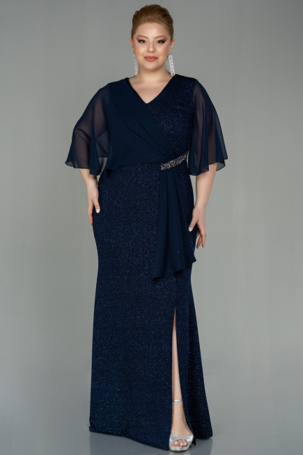 Robe de Soirée Grande Taille Longue Bleu Marine ABU2857