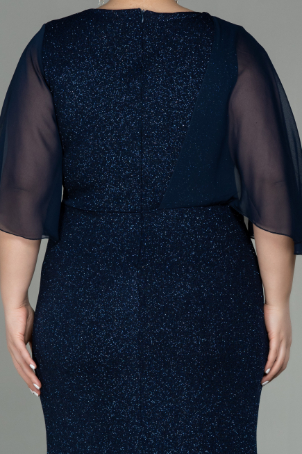 Robe de Soirée Grande Taille Longue Bleu Marine ABU2857