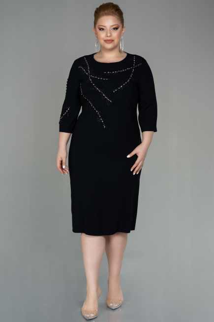 Robe de Soirée Grande Taille Midi Noir ABK1621