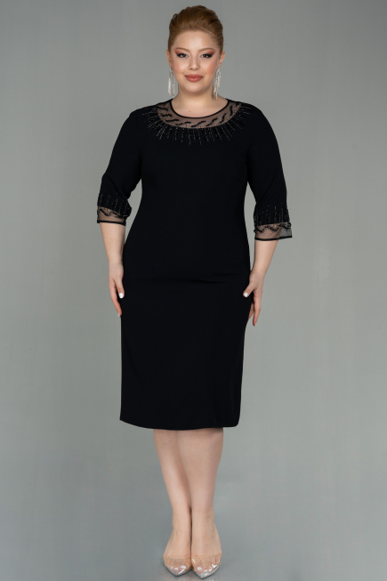 Robe Grande Taille Midi Noir ABK1622