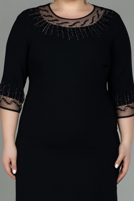 Robe Grande Taille Midi Noir ABK1622