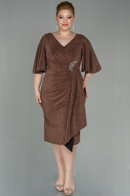 Robe de Soirée Grande Taille Midi Cuivre ABK1625