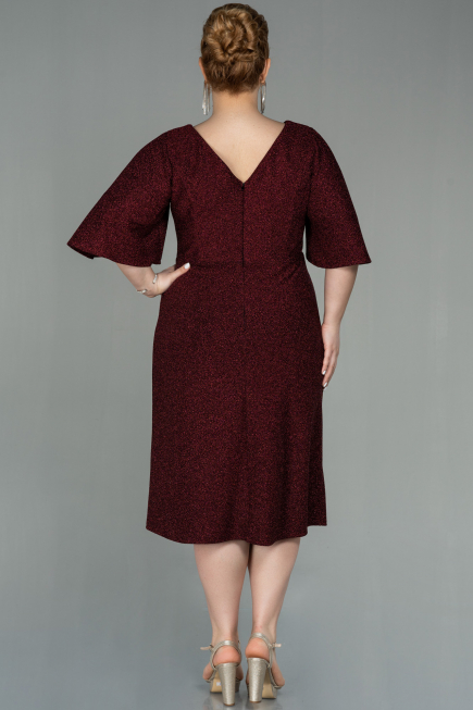 Robe de Soirée Grande Taille Midi Rouge Bordeaux ABK1625