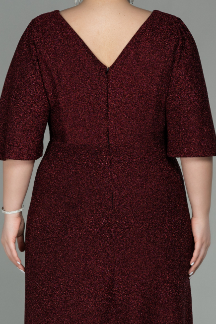 Robe de Soirée Grande Taille Midi Rouge Bordeaux ABK1625
