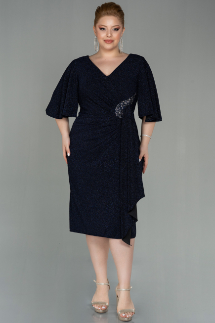 Robe de Soirée Grande Taille Midi Bleu Marine ABK1625