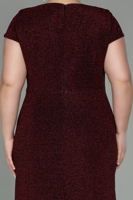 Robe de Soirée Grande Taille Longue Rouge Bordeaux ABU2870