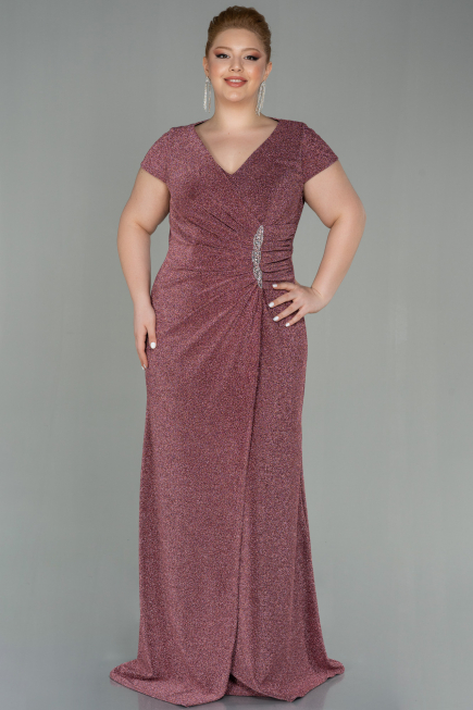 Robe de Soirée Grande Taille Longue Couleur Rose ABU2870