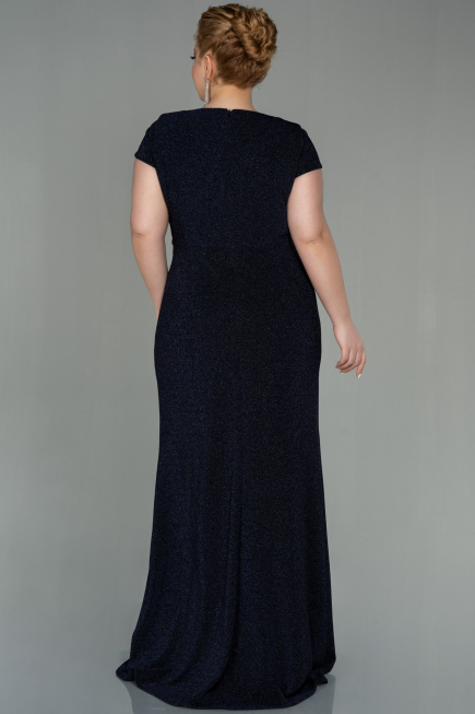 Robe de Soirée Grande Taille Longue Bleu Marine ABU2870