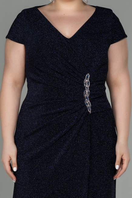 Robe de Soirée Grande Taille Longue Bleu Marine ABU2870