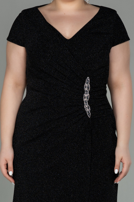 Robe de Soirée Grande Taille Longue Noir ABU2870