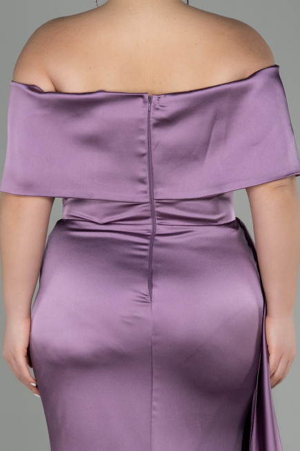 Robe Grande Taille Longue Satin Lavande ABU2873