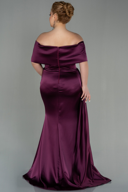 Robe Grande Taille Longue Satin Couleur Cerise ABU2873