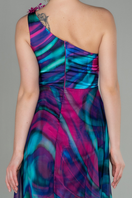 Robe de Soirée Longue Mousseline Fushia ABU2882